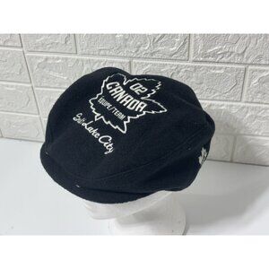 Roots Canada Flat Cap Hat Salt Lake City 2002 Winter Olympics Black Medium